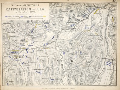 Map of the Operations which led to the Capitulation of Ulm, published by William Blackwood and Sons, Edinburgh and London, 1848 by Alexander Keith Johnston